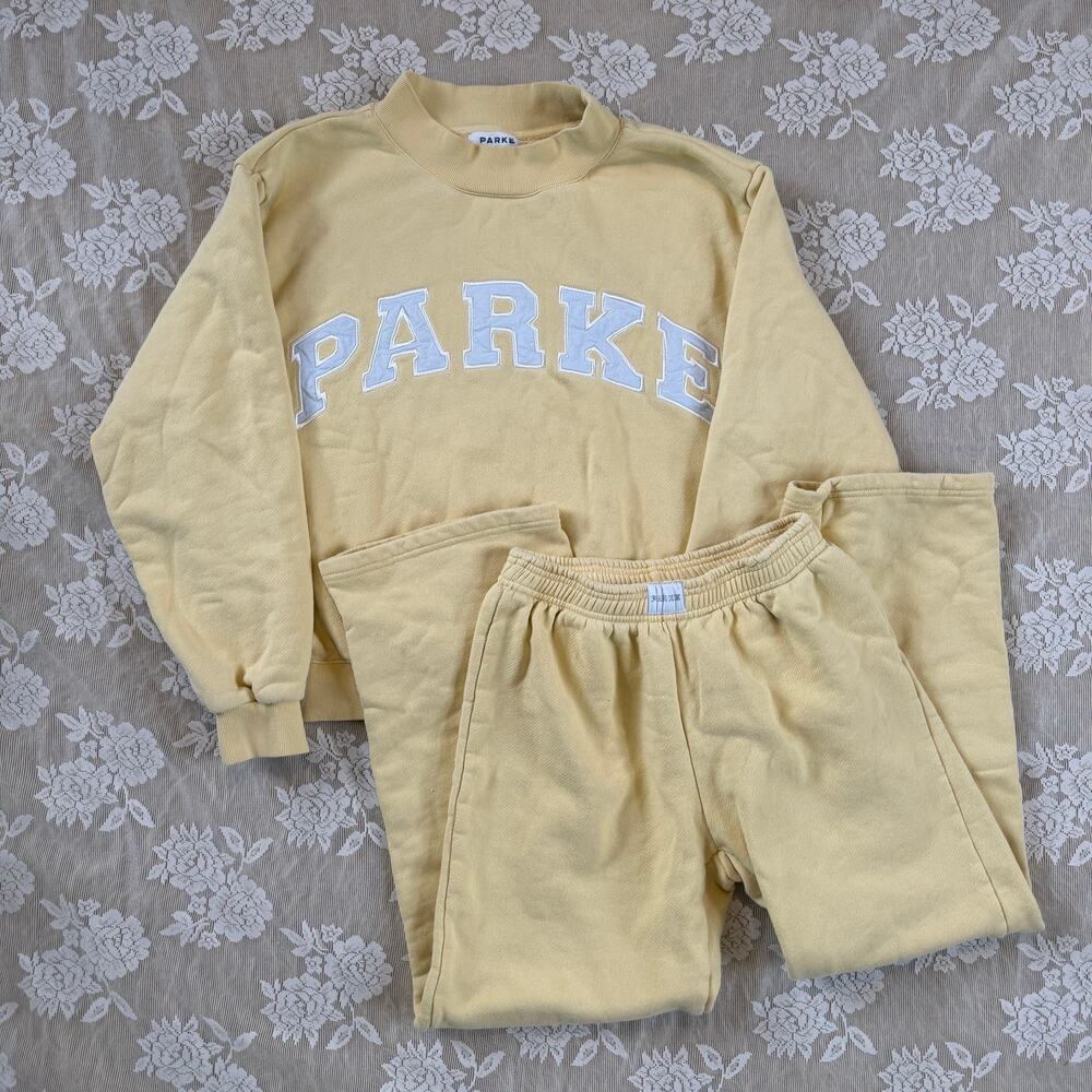 Parke Butter Yellow Varsity Crewneck & Sweatpants Set